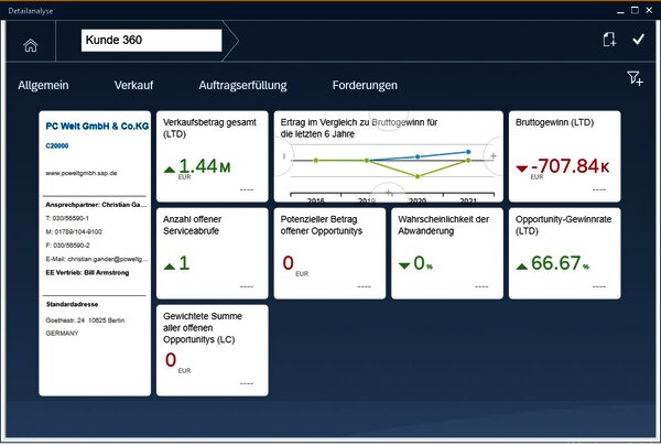 Kundendetailanalyse CRM von SAP Business One