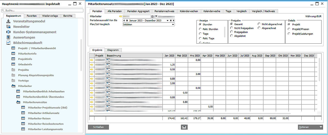 MariProject Mitarbeiterauswertung